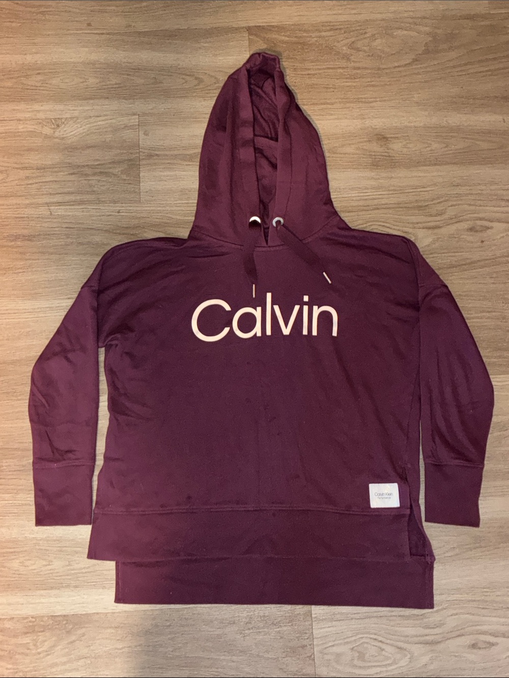 Calvin Klein Performance Burgundy Logo High-Low Hoodie Women’s M